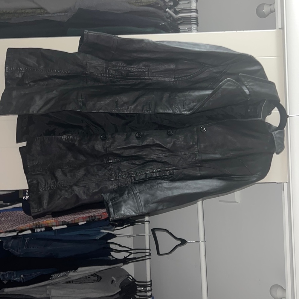 Wilson Leather Long Leather Button up Jacket Size M